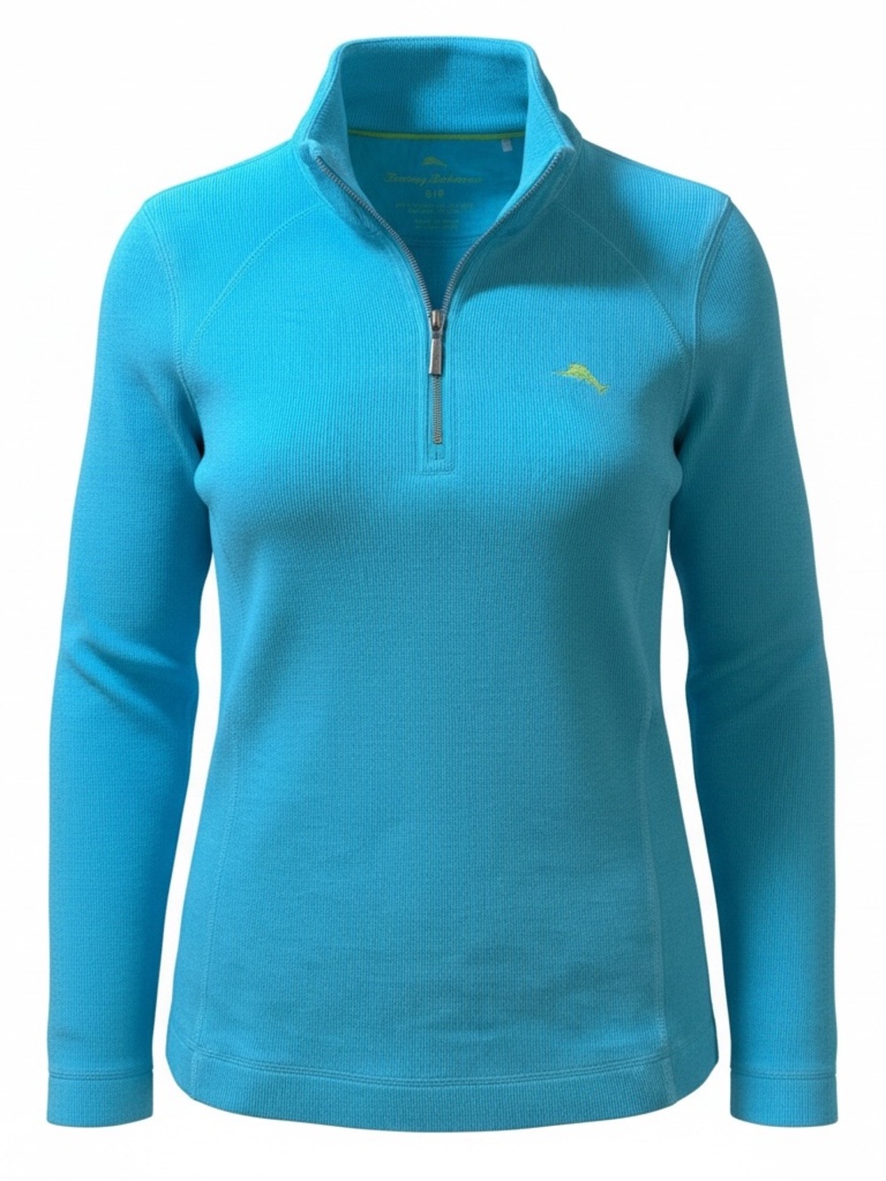 Tommy Bahama Aqua Blue Quarter Zip Pullover Sweater Women’s Small Coastal